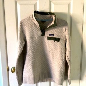 Patagonia Ivory/Green Snap T Quilted Pullover